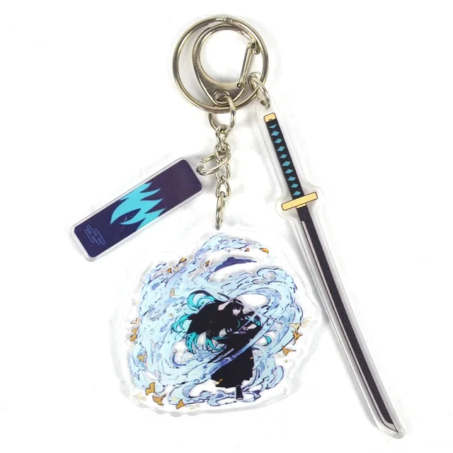 Anime Demon Slayer Kamado Tanjirou Kimetsu No Yaiba Pendant Keychains Acrylic Cartoon Key Chain Decoration Keyring Prop Gift 7