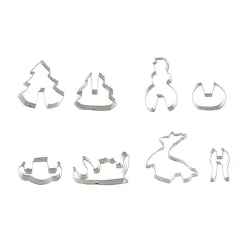 

Baking Tools Stainless Steel Biscuit Mould 3D Christmas Stereo Cookie Christmas Printing Cake Mould 8Pcs Set