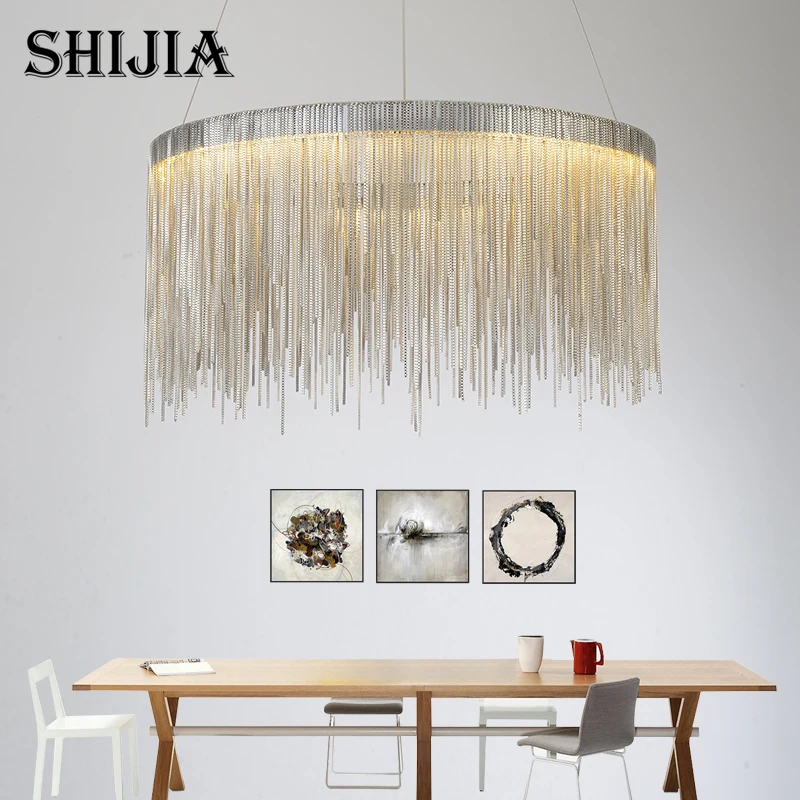 Decorative Art Tassel Aluminum Chain Simple Personality Villa Bedroom Decoration Lamp