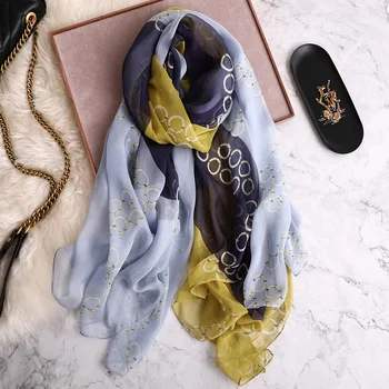 

Women Silk Shawls Foulard Scarves Designer Print Hijab Large Wraps Beach Store Pashmina Bufanda 2020 Fashion