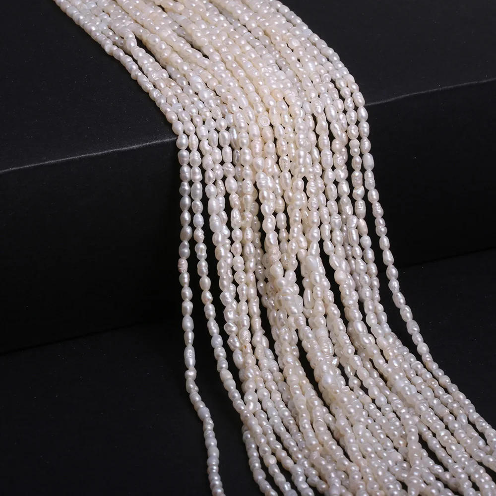 Natural Pearl Loose Beads Rice Shape Cultured Freshwater White Pearl