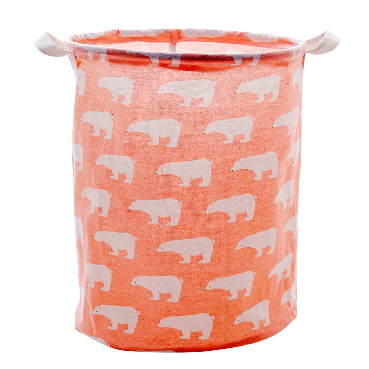 Pink polar bear Collapsible Storage Bucket Waterproof Storage Bucket Bathroom Dirty Clothes Storage Basket Laundry Basket Laundry Basket - Цвет: Pink polar bear