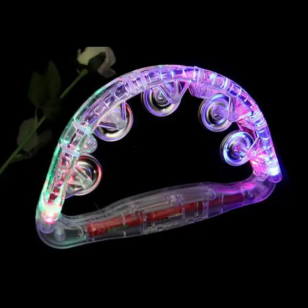 Handbells Led Light Up Flashing Tambourine Shaking Toy Musical Instrument for Fun KTV Party Dancing Wedding