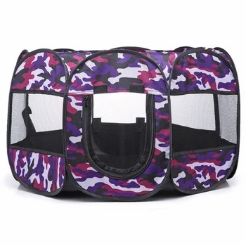 

Portable Folding Pet Tent Dog House Cage Dog Cat Tent Playpen Puppy Kennel Easy Operation Octagonal Fence Outdoor Supplies B