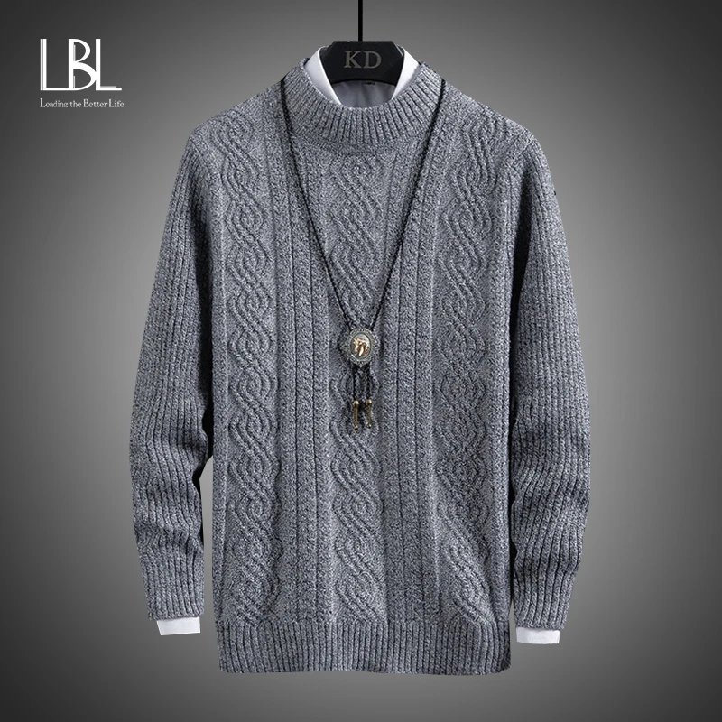 

Mens Turtleneck Sweaters LBL New Pullovers Winter Warm Casual Solid Knitted Turtleneck Wool Sweater Fashion Men Pullover Homme