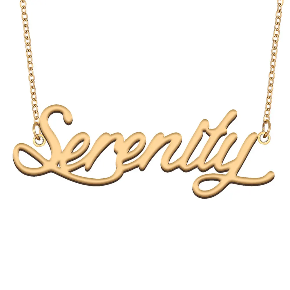 

Serenity Name Necklace for Women Personalized Stainless Steel Jewelry Gold Plated Nameplate Pendant Femme Mother Girlfriend Gift