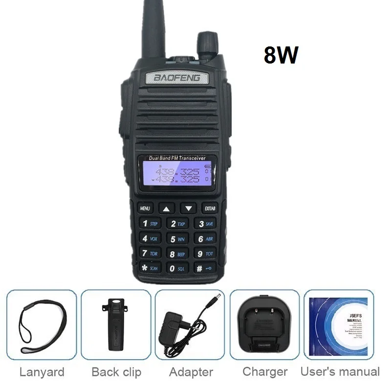 8 Вт BAOFENG UV-82 рация VHF UHF морской Ham CB радиоприемник сканер UV 82 PMR 446 охотничий двухсторонний радиоприемник VOX UV-82HP - Цвет: 1pcs 8W