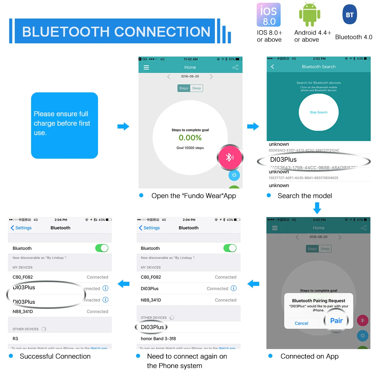 Diggro DI03 плюс Bluetooth Смарт часы водонепроницаемый монитор сердечного ритма шагомер монитор сна для Android и IOS Pk DI02