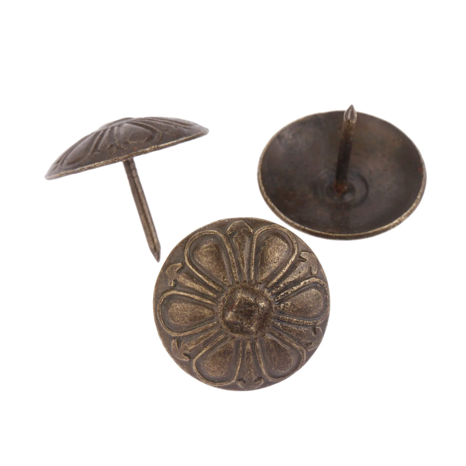 20pcs/lot Upholstery Nails Antique Bronze 19mm*15mm Flower Head Tack Stud Pushpin Decor Furniture Hardware Sofa Jewelry Box Door