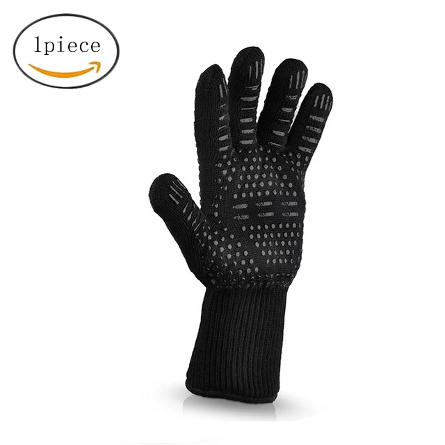 Кухонные противопожарные перчатки, термостойкие толстые силиконовые перчатки для барбекю, перчатки для гриля, перчатки для мытья посуды, выпечки, печи для барбекю, перчатки для жарки - Цвет: Black dot 1piece