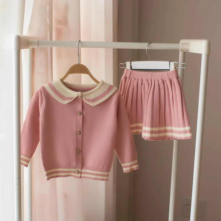 

Baby Girls Knitting Suit 2019 New Style GIRL'S Sweater Two-Piece Set Spring Clothing Cardigan 1 a Age of 3-5 Infant Small CHILDR