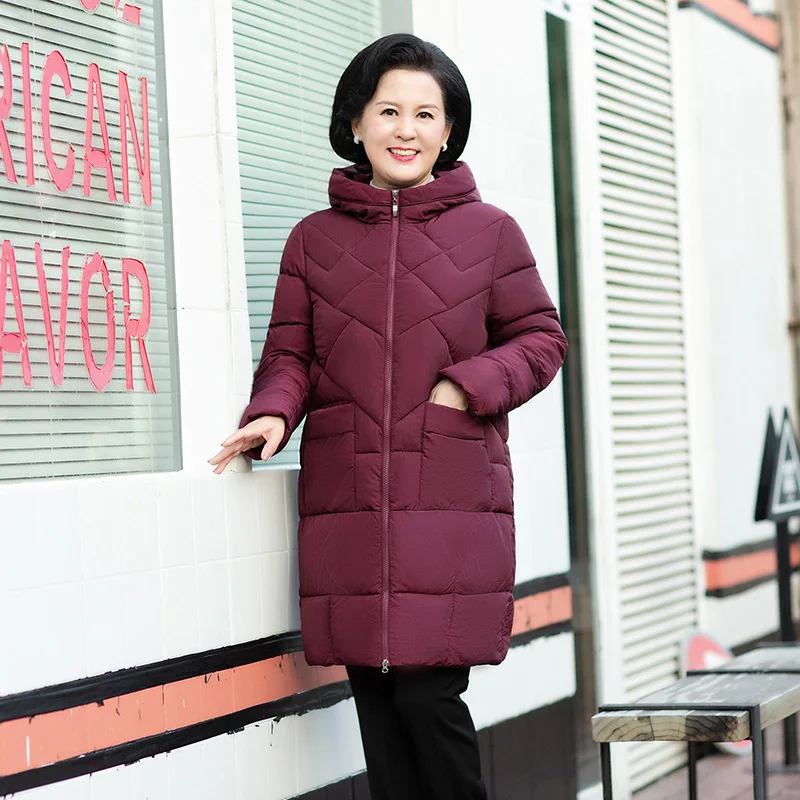 

Autumn And Winter New Style Cotton-padded Jacket Women's Mid-length Middle-aged Women Dress Thick Coat Loose And Plus-sized Midd