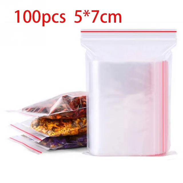 100/300/500Pcs/pack Resealable Plastic Zip Lock Bags Clear Poly Zip lock Bag Food Storage Reclosable Vacuum Fresh Organize Bag 5x7cm