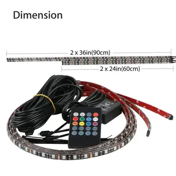 

4pcs Multi-Color RGB 180 LED 5050 SMD Strip Under Car Tube Underglow Underbody System Waterproof Neon Light Kit