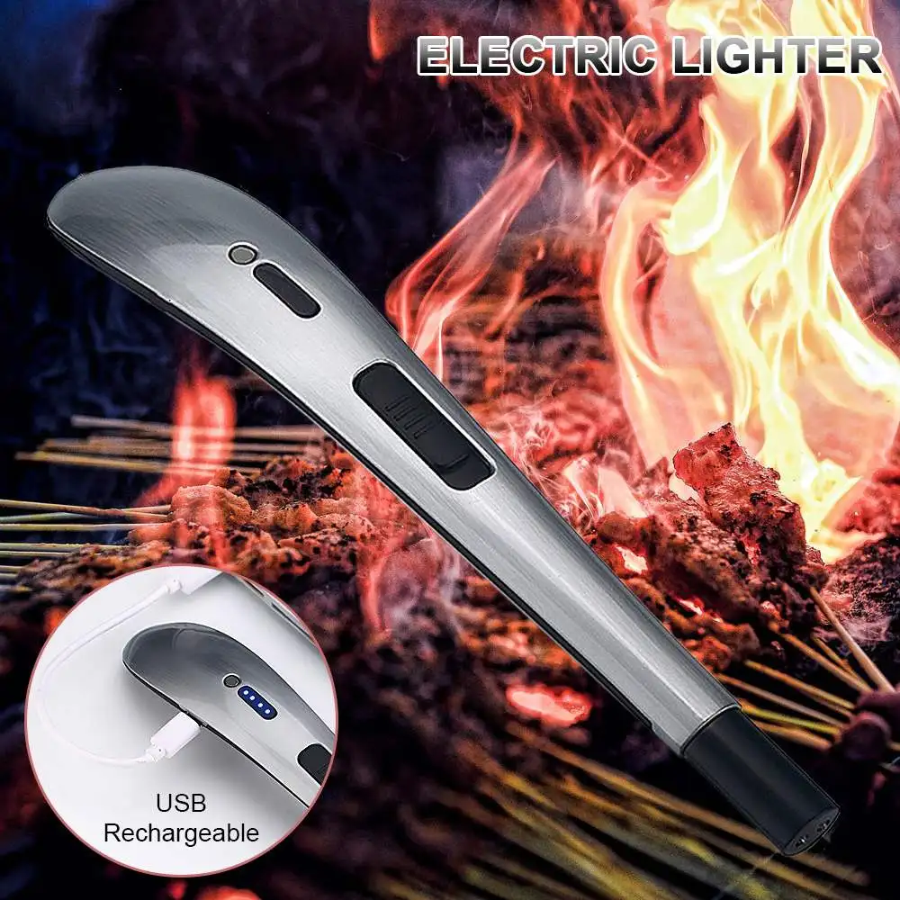 

Electric Arc Lighter USB Grill Lighter Kitchen Rechargeable Lighter Flexible No Spark Smell Lighter for Camping Grilling BBQ