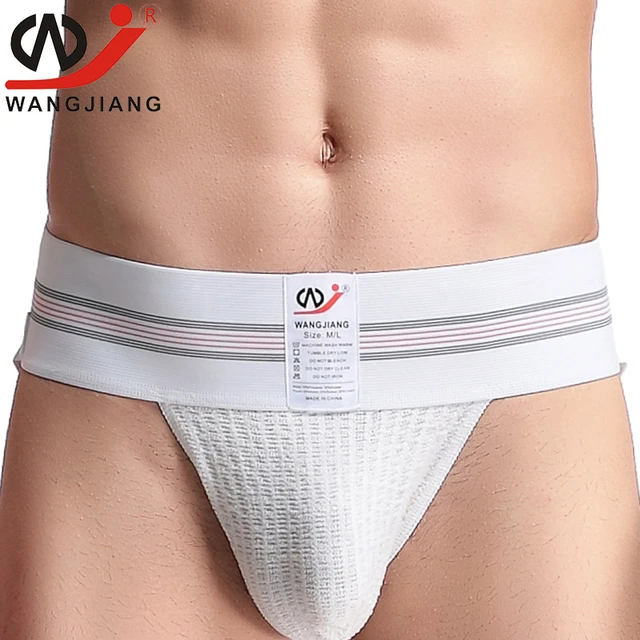 Wj jockstrap fio dental masculino, cueca sexy masculina de algodão, fio  dental aberto - AliExpress