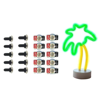 

10Pcs Rocker Toggle Switch 10A 125V SPST 2 Pin ON/OFF Switch & 1Pcs Palm Tree LED Neon Sign Night Light with Base