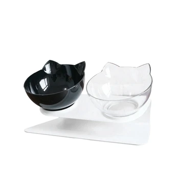 

Anti-Slip Cat Bowl Elevated Double Bowl Cat Food and Water Bowl Cat and Dog Feeder Cat Bowl