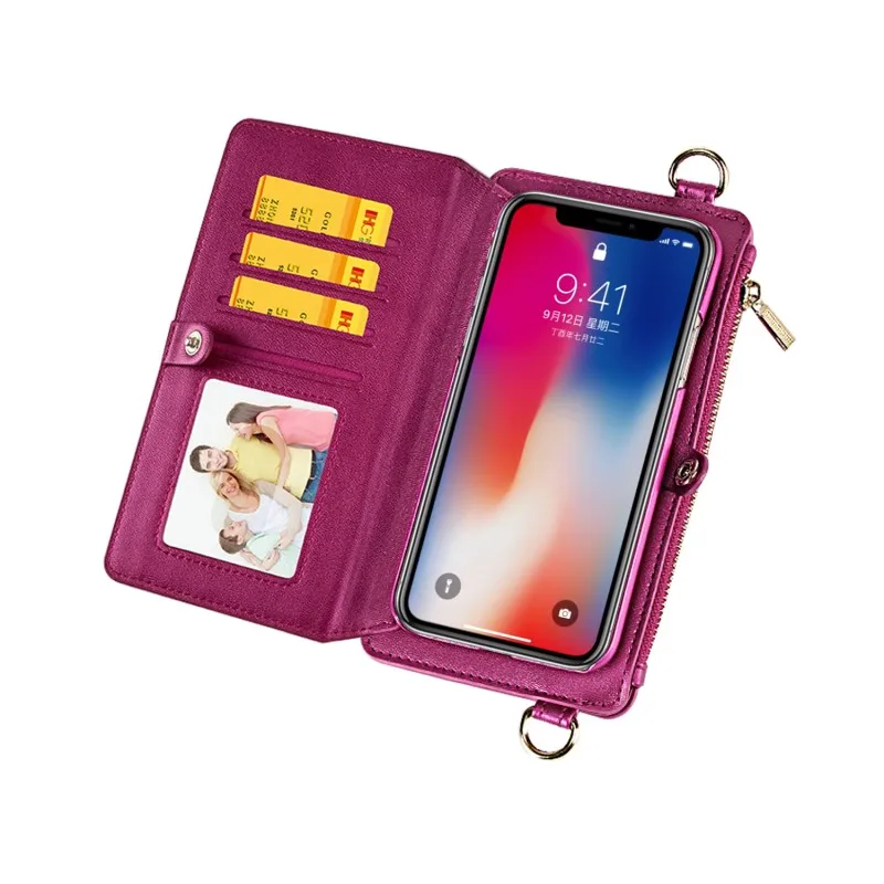Musubo Luxury Case For iPhone Xs Max XR X Purse Phone Bag Cases Cover For iPhone 8 Plus 7 Plus 6 6s 11 Pro Max Crossbody Wallet - Цвет: Pink