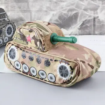 

Creative Tank Camouflage Pencil Bag With Lock Pen Storage Organizer Office School Supplies Stationery Boy Gift