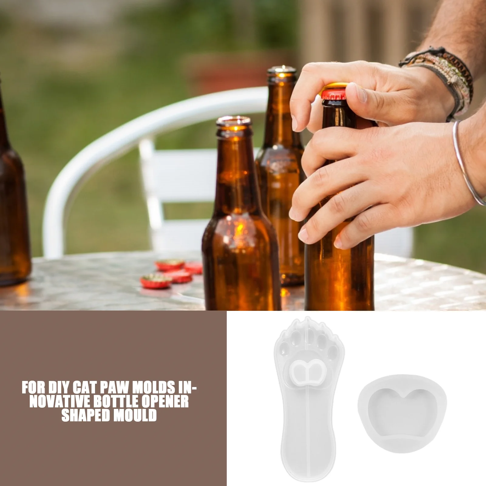 iSuperb 6 pcs Bottle Opener Resin Molds Cat Paw Opener Mold Beer Coke Bottle Opener Silicone Molds DIY Resin Casting Mold Cute Epoxy Molds 6pcs
