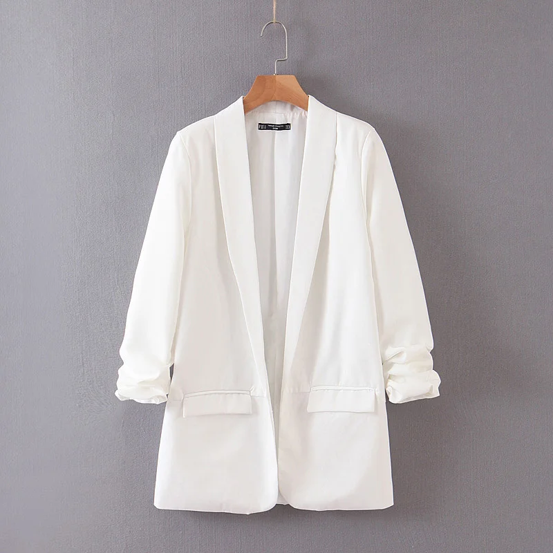 OMIKRON новые модные офисные женские белые однобортные Костюмы Блейзер Feminino Куртка Карманы бизнес Femme Блейзер Mujer