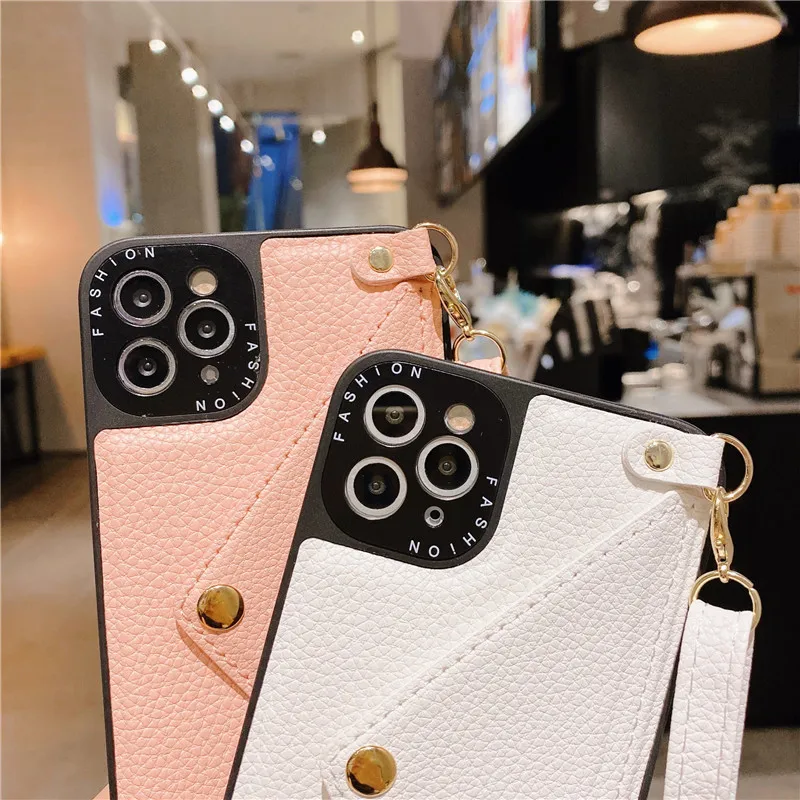 Wallet shoulder strap phone case for iphone 13 13Pro 12 11 Pro XS Max SE X XR 7 8 Plus chain lady leather pocket lanyard cover apple iphone 13 pro max case