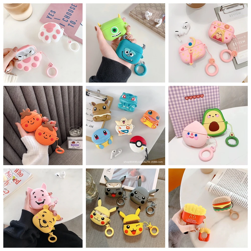Милый мультяшный защитный чехол Pika Cat Paw для Apple Airpods Pro, Bluetooth, чехол для наушников Airpods, 3 чехла, авокадо, гарнитура