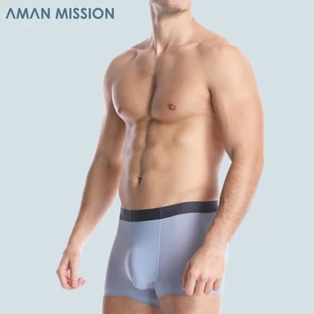 

AmanMission Men Boxer Panties Seamless Underpants Ice Silk Oversize Male Boxer Briefs Pure Color Mid Rise Panties Thread Pants
