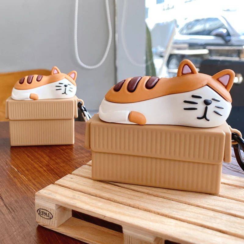 Для Airpods Pro 3D милый мультяшный картонный ящик Kitty Cat Meow Earpods чехол для Apple 1 2 3