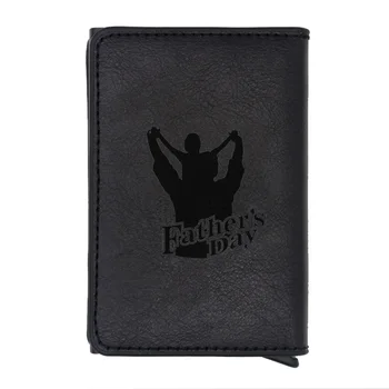 

Classic Black Father DAD rfid Card Holder Men Wallets Vintage Short Purse Leather Slim Wallets Small Wallet Father's Day gift