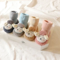 Chaussettes de sol antidérapantes pour bébé, 1 pièce, automne et hiver, Tube moyen mignon, chaussures et chaussettes pour enfants en bas âge, dessin animé, chaussettes pour bébé, jambe 