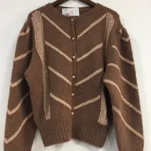 Женский свитер Осень/Зима мохер шерсть полосатый круглый вырез свитер кардиган