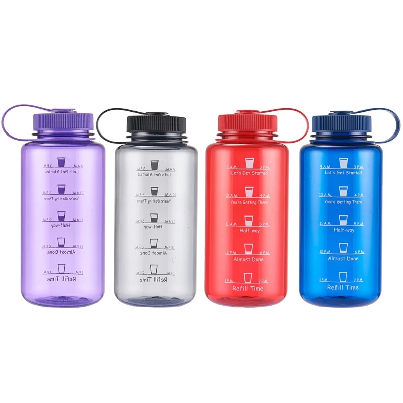 

Sports Water Bottle Time Marker Tracker Goal 32oz/1000ml Large Volume Portable Drink Bottle BPA Free