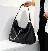 

Women's Bag Sheepskin Tote Foreskin Pattern Chain Pendant Single Shoulder Bag Leather Fashion Large Capacity Shopper Handbag New