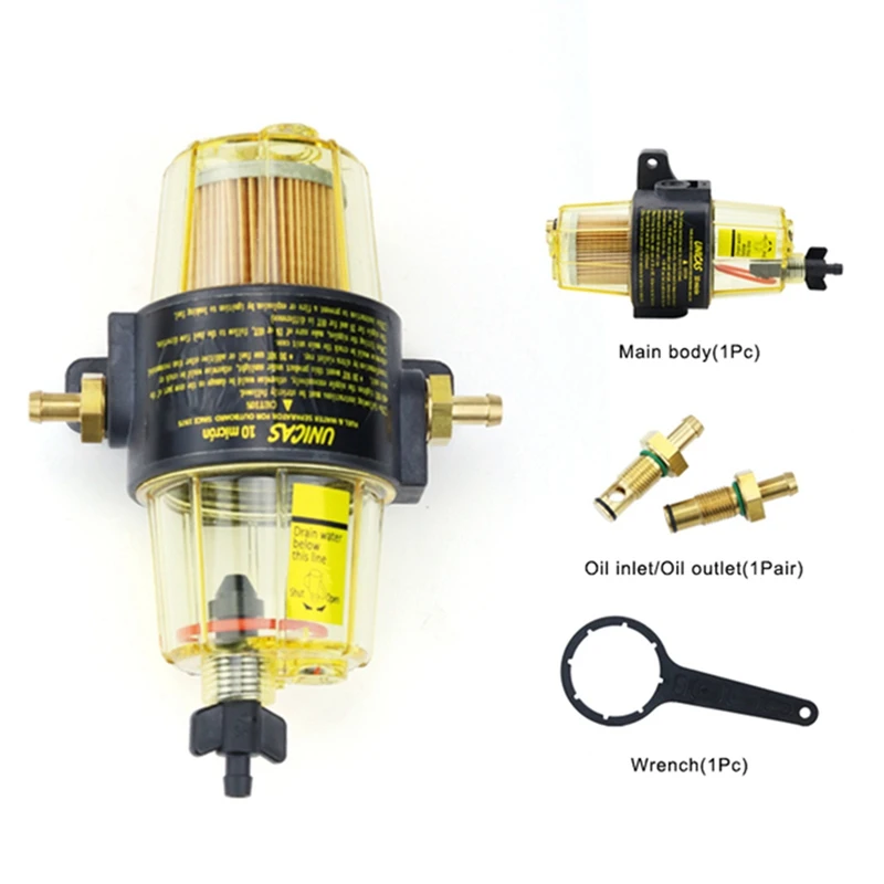 

UF-10K Fuel Filter Fuel-Water Separator Assembly with Wrench for Yamaha Suzuki Tohatsu Mercury Outboard Engine