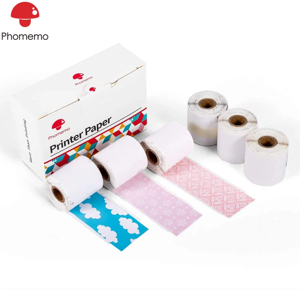 

Phomemo Thermal Sticker Photo Paper 25mm x 3.5m for Phomemo M02S Label Printer Phomemo Roll Paper Stickers 6 Rolls High Quality