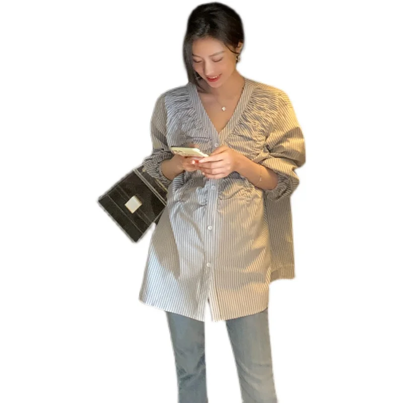 ファストファッション通販サイト Vネック マタニティ ボタン付きのマタニティドレス Blouses Shirts 売り直営 Www Fanbase Co Ke