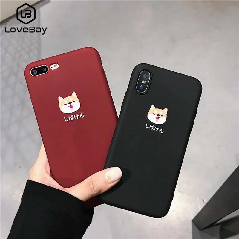 

Lovebay Cartoon Phone Case For iPhone 11 Pro Max 6 6s 7 8 Plus X XR XS Max Cute Dog Shiba Animals Soft TPU ine Red Back Cover