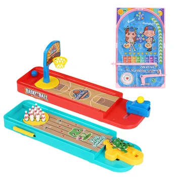 

3 Set Children Board Game Set Bowling Basketball Pinball Machine Game Desktop Table Games Funny Sports Toy Mini Finger Plaything