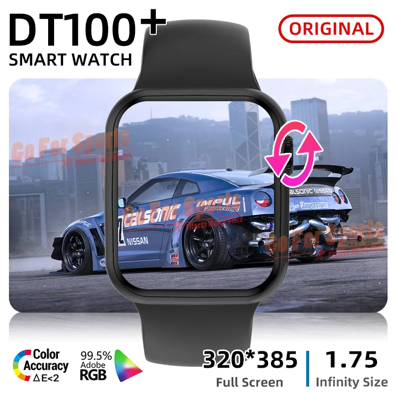 smartwatch DT100+ Smart Watch Men 1.75inch Encoder knob custom dial Bluetooth call reloj Women's Watches PK iwo 12 13 14 DTX W46