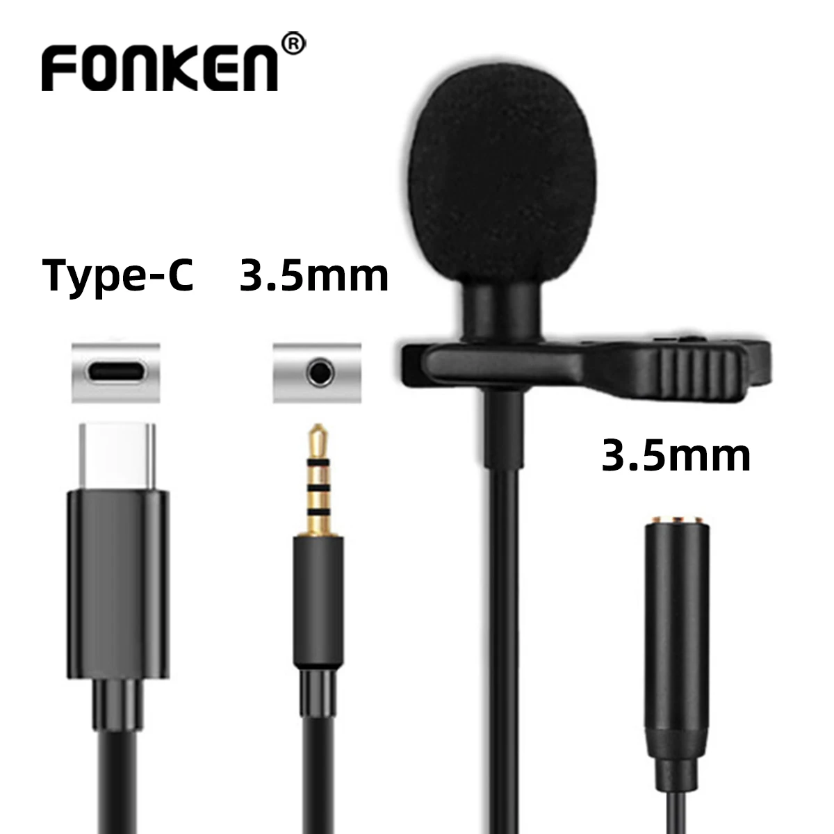 Петличный микрофон FONKEN с разъемом USB Type-C для Xiaomi Samsung 3 5 мм | Электроника