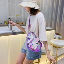 Модная сумка на плечо с изображением единорога из искусственной кожи с блестками и лазером для девушек, сумка через плечо, сумка через плечо, женская сумка-мессенджер с клапаном