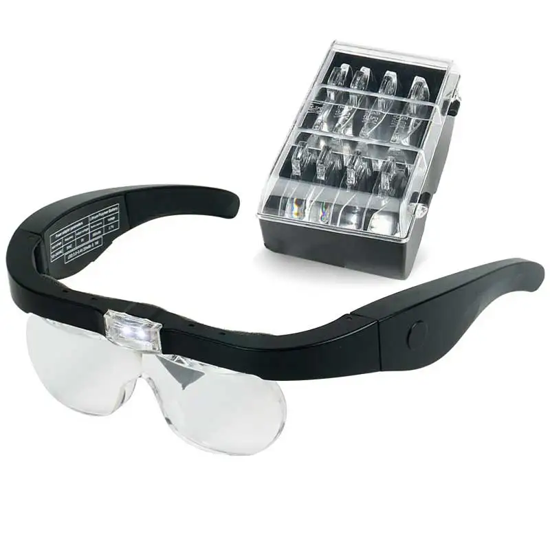 

Wearing Style Tattoo Beauty Surgical Helping LED Magnifier 1.5X 2.5X 3.5X 5.0X Glasses With Magnifying Glass