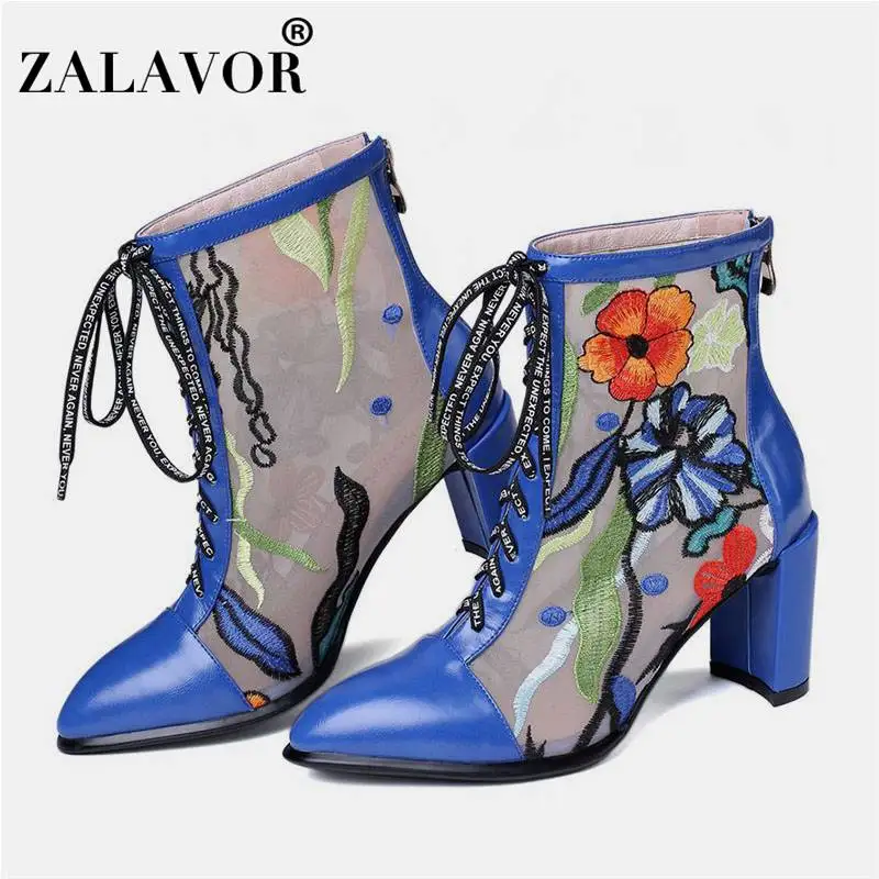 ZALAVOR/женские ботильоны из натуральной кожи в этническом стиле женские туфли с