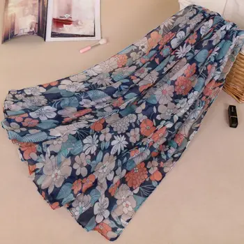 

2019 Winter Flower Print Long Scarf Beach Wrap Women Shawl Muslim Hijab Scarves