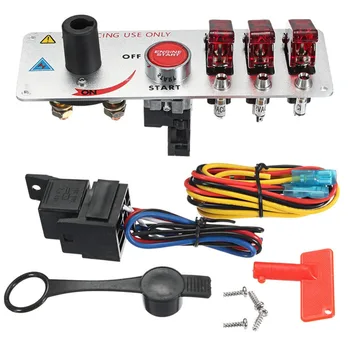 

New High Quality Durable Strong Convenient 12V Auto LED Toggle Ignition Switch Panel Racing Car Engine Start Push Set
