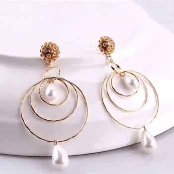 

Dudo Earrings For Women Brand S925 Zircon Shell Pearl Drop Earrings Round Circle Gold Plated Jewelry For Wedding / Party Fashion