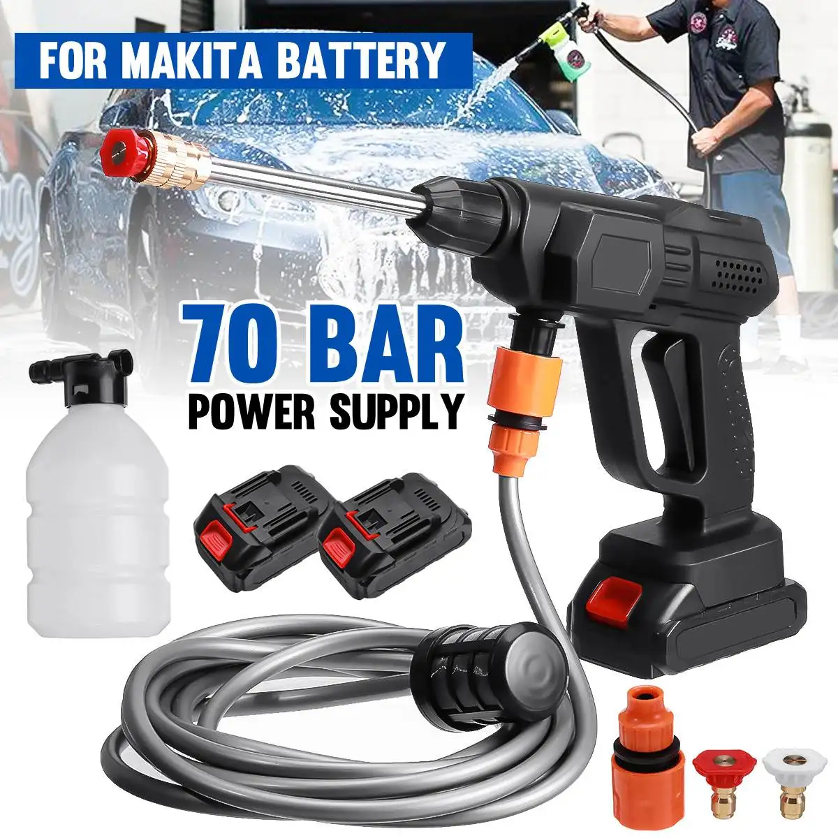 power washer for cars 1500W 70Bar Car Washer High Pressure Wreless Car Wash Water Gun Self Priming Foam Generator Sprayer Car Cleaner For Makita buy car washer