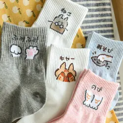 Прекрасный Kitty коготь хлопковая Для женщин носки сладкий Кот ручной Носки с рисунком «котята» модные японские буквы креативные носки